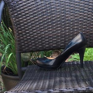 NEW Marc Fisher genuine leather black platform heels.